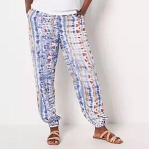 ANTHROPOLOGIE TOLANI WATERCOLOR PRINTED JOGGER PANTS WITH POCKETS SIZE MEDIUM